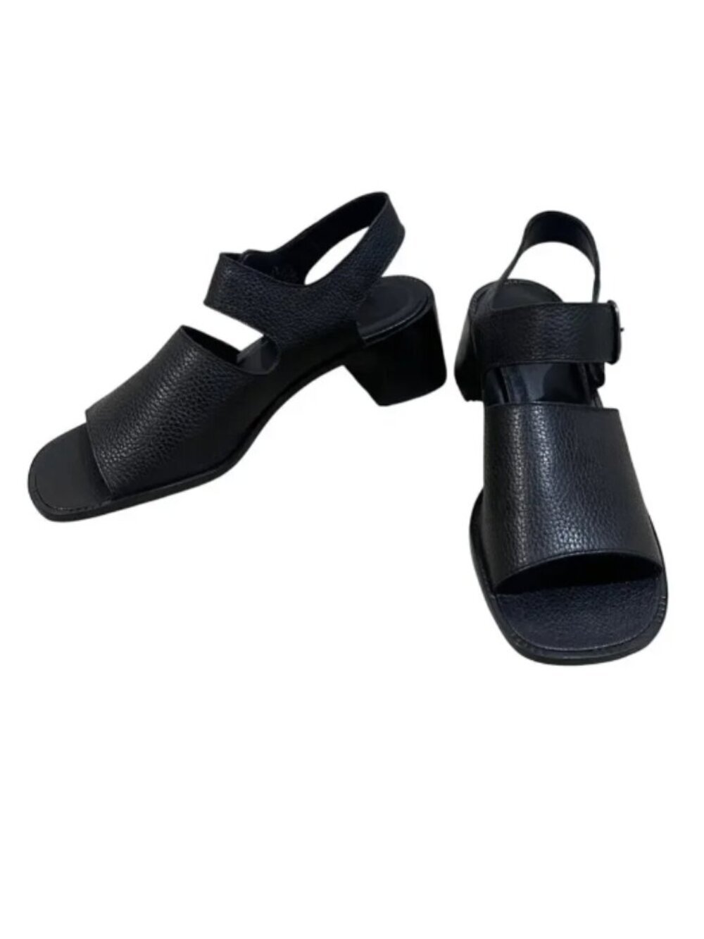 New Nine West Shoes Womens Size 9 Black Mayu Leather Block Heel Sandals